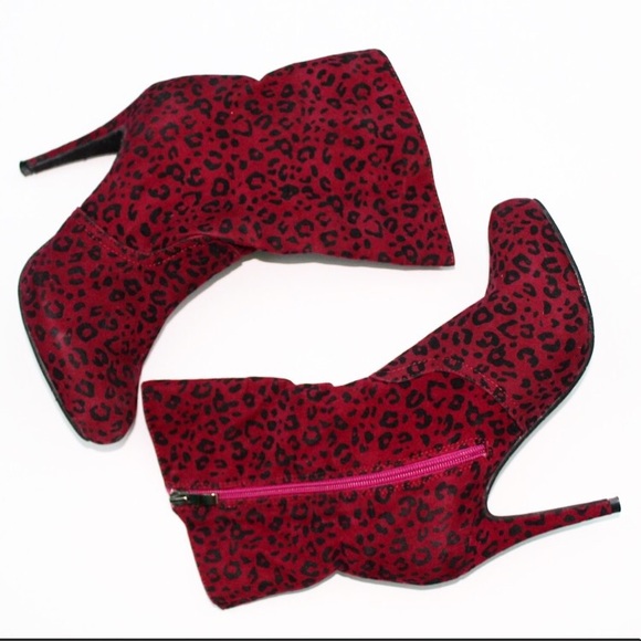 Mascatto Shoes - Maroon cheetah print ankle boots